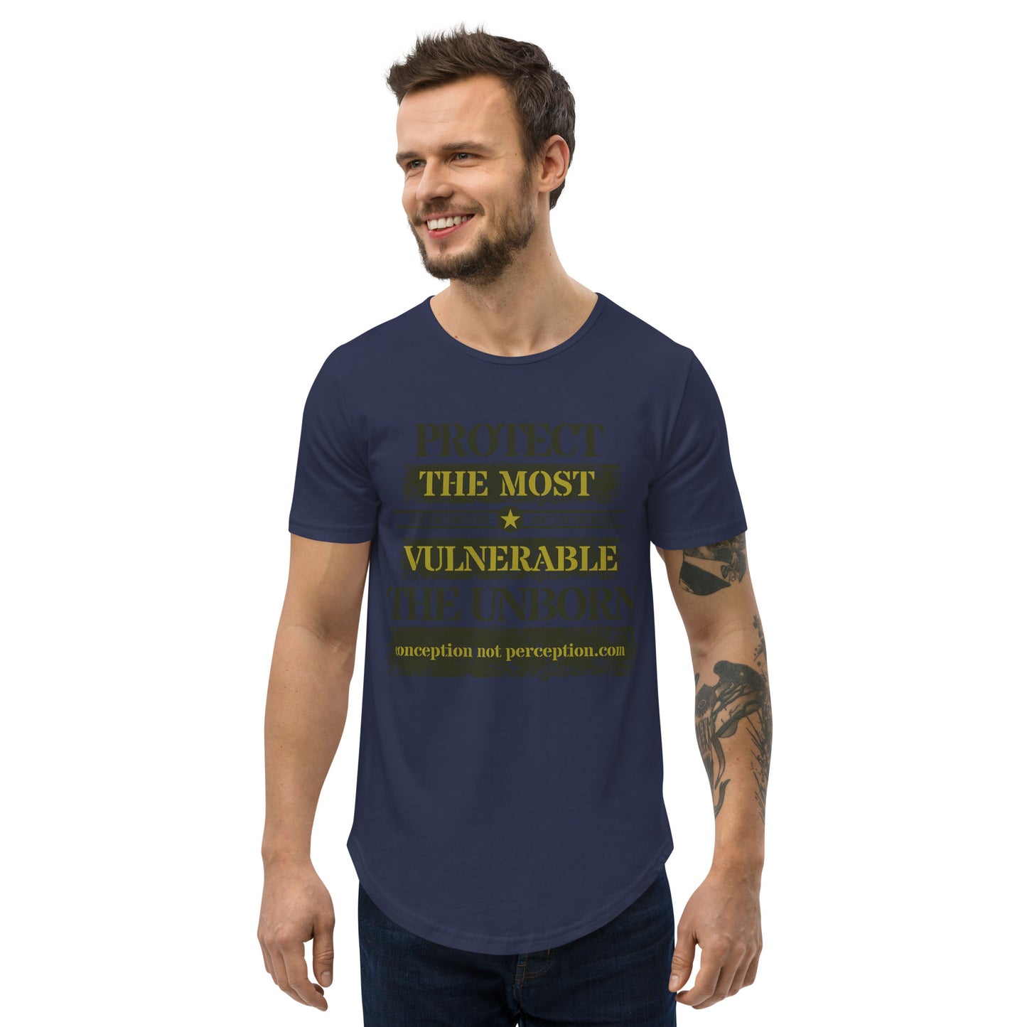 Men's Curved Hem T-Shirt - Protect the Most Vulnerable