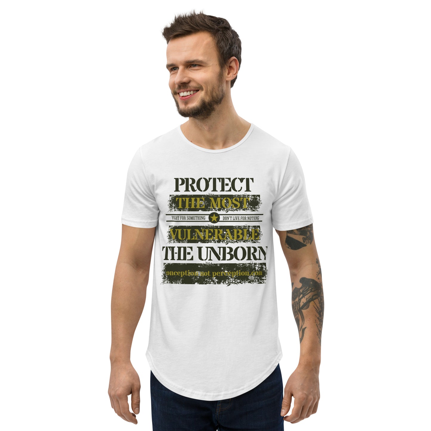 Men's Curved Hem T-Shirt - Protect the Most Vulnerable