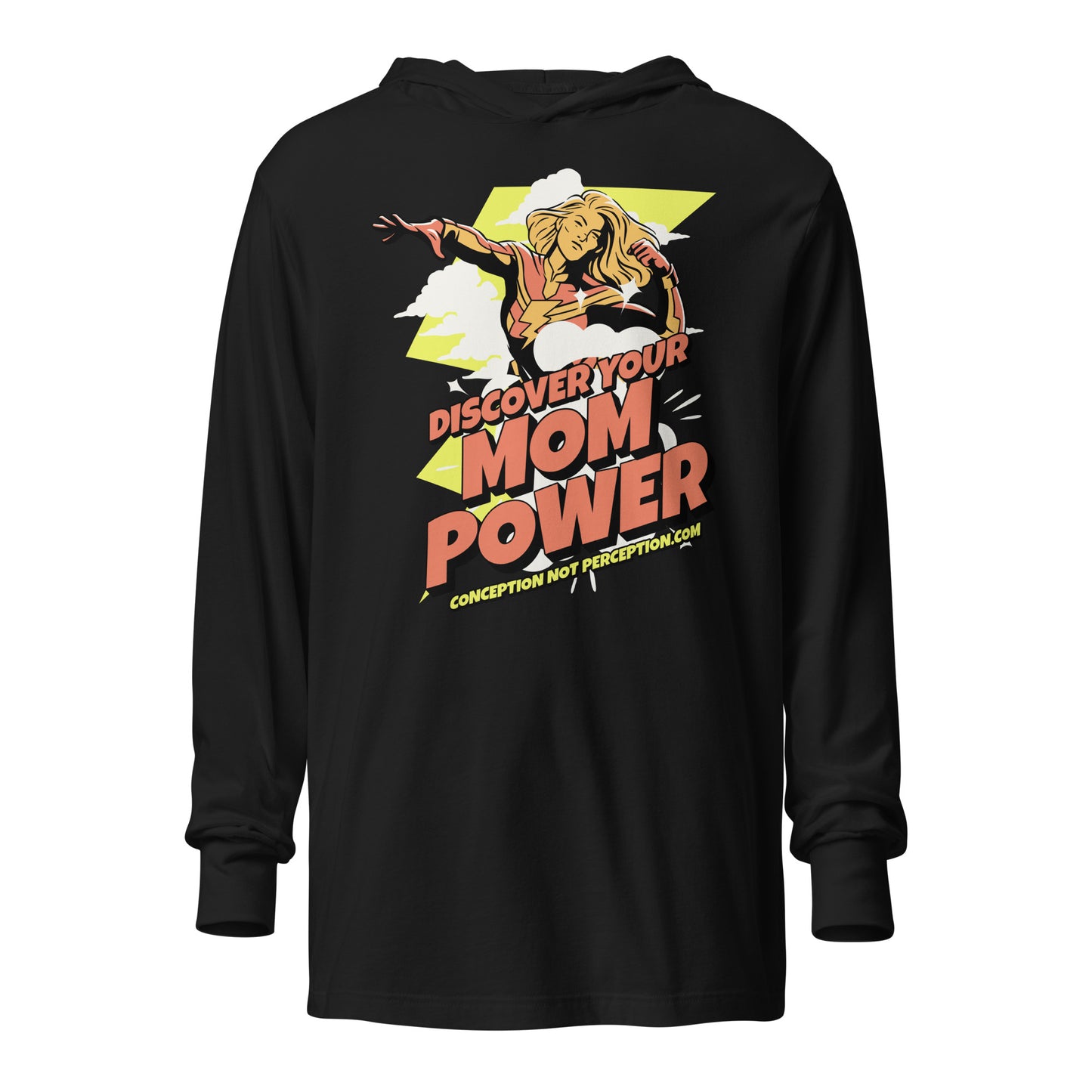 Hooded long-sleeve tee - Discover Your Mom Power