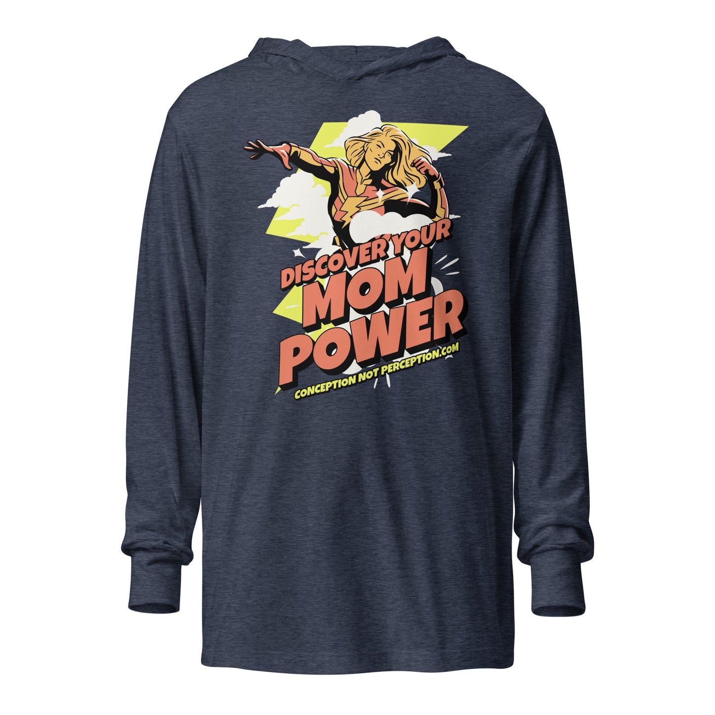 Hooded long-sleeve tee - Discover Your Mom Power