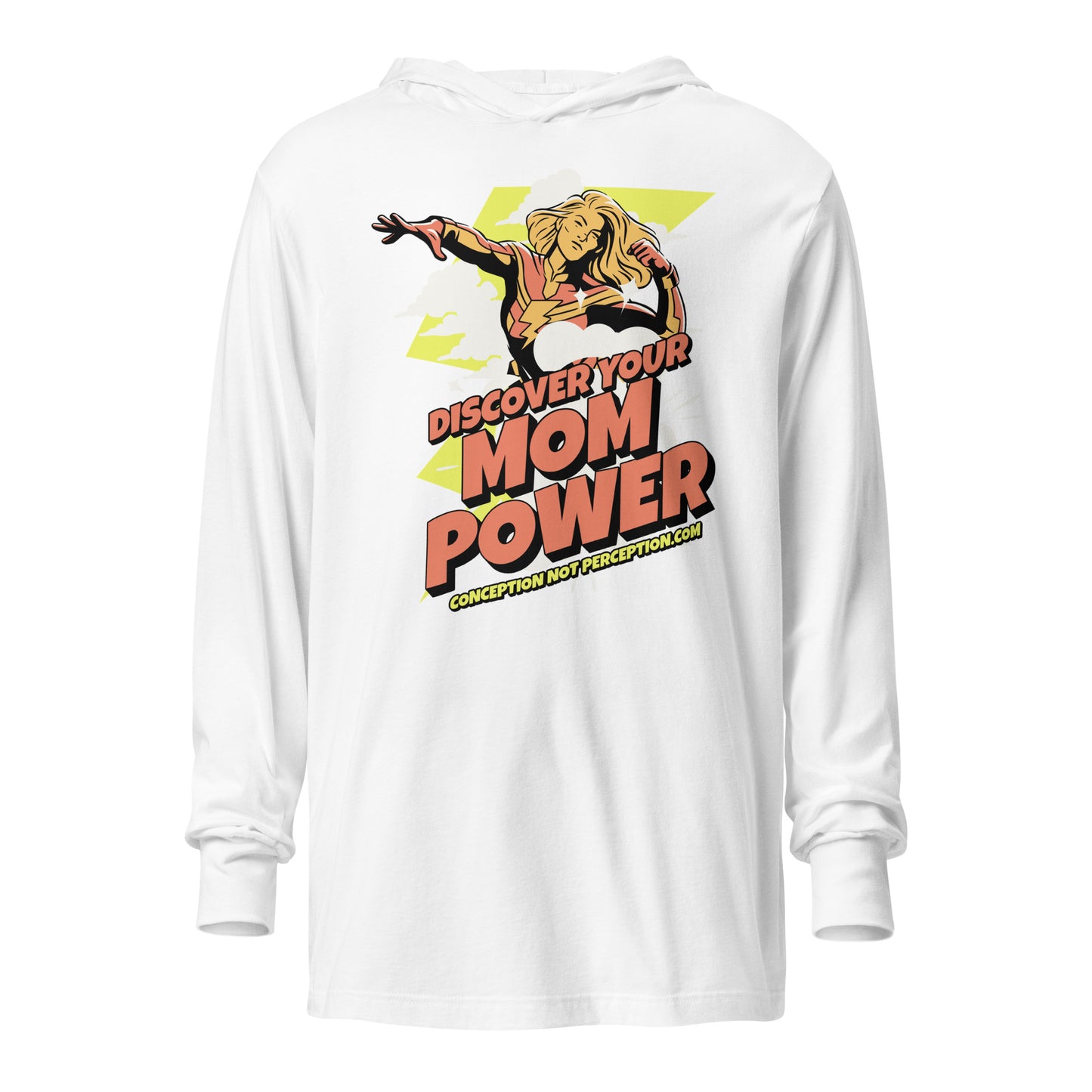 Hooded long-sleeve tee - Discover Your Mom Power