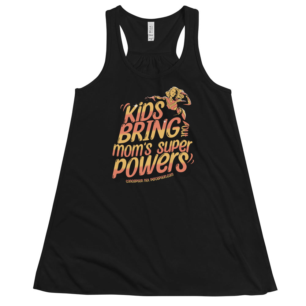 Women's Flowy Racerback Tank - Kids Bring Out Mom's Super Powers